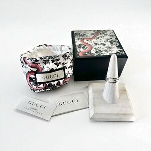 Gucci 925 Engraved Silver Retro G Ring with Box Set